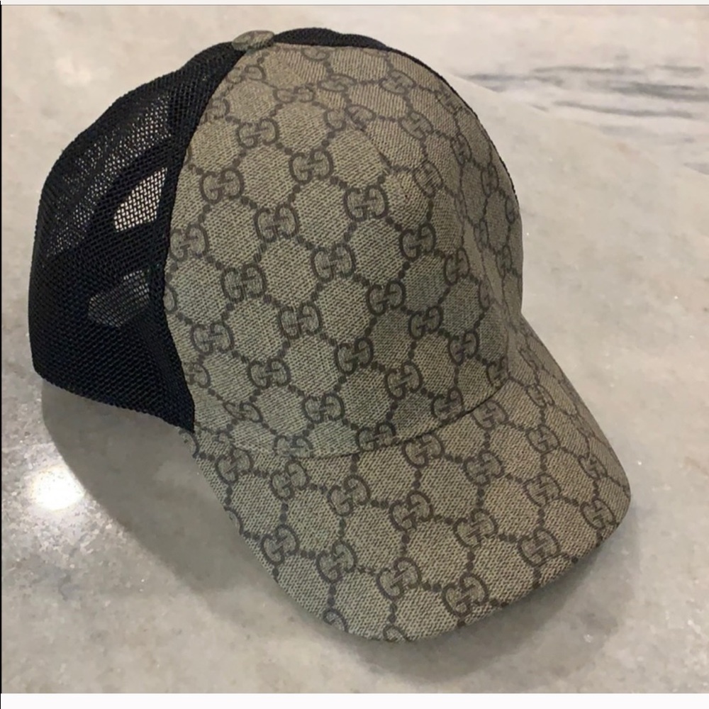 Gucci Beige and Black Monogram Hat